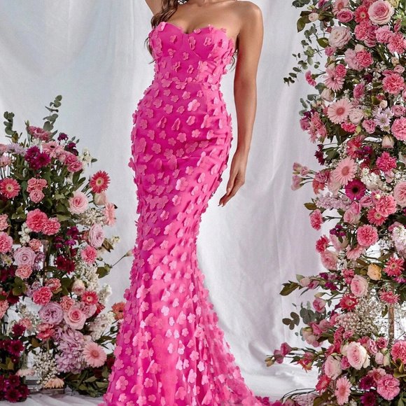 Pink Preppy Womens Mesh Tube Formal Dress - Picture 4 of 5